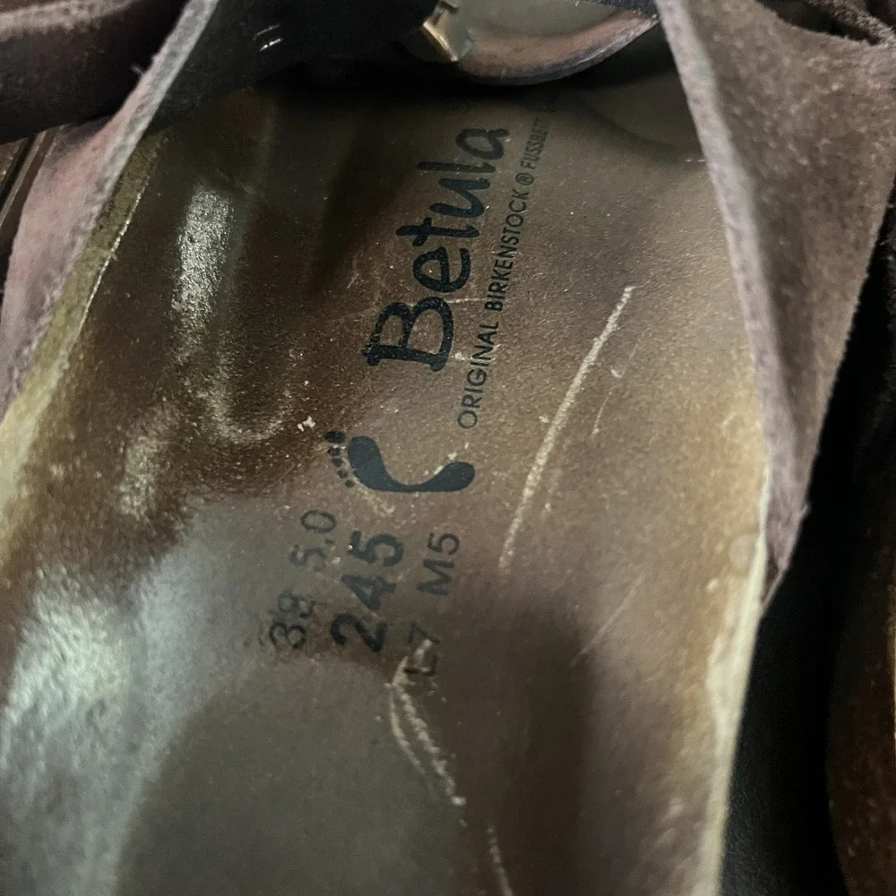 Birkenstock Betula Arizona Slide Sandals Brown Leather Women 7 Men 5 SEE‎ PHOTOS